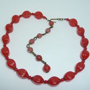 Vintage Orange/Red Carnelian Bead Collar Choker Necklace